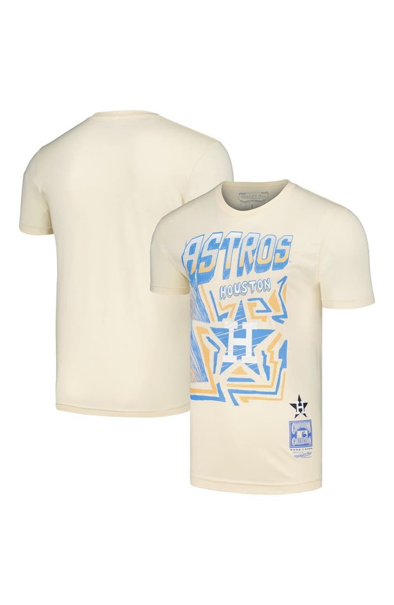 Mitchell & Ness Men's Mitchell & Ness Cream Houston Astros Cooperstown Collection Sidewalk Sketch T-Shirt, Main, color, 