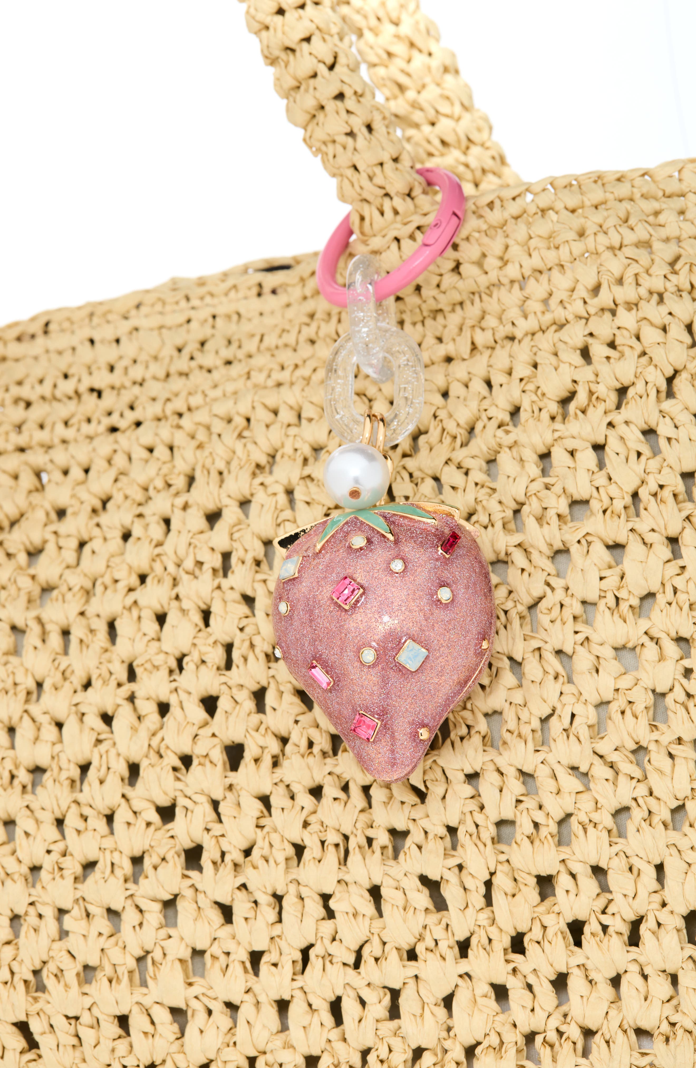 Strawberry Bag Charm, Alternate, color, PINK MULTI- GOLD
