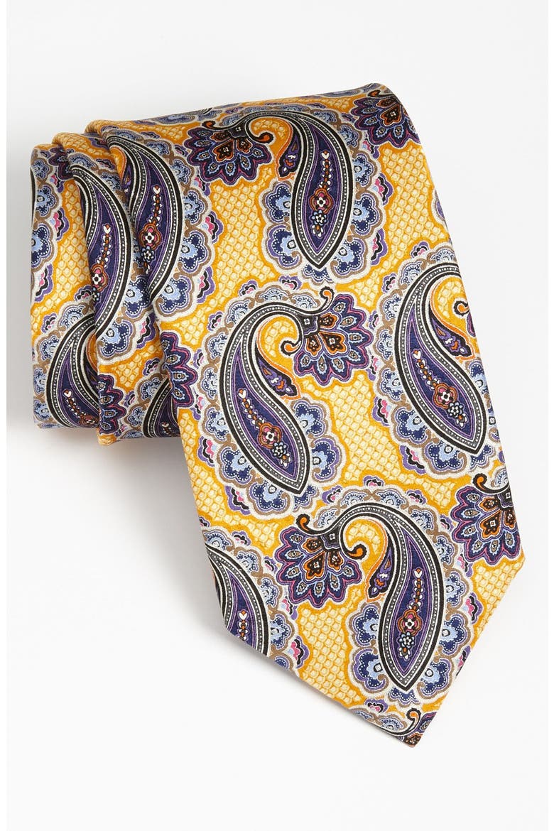 Woven Silk Tie, Main, color, YELLOW