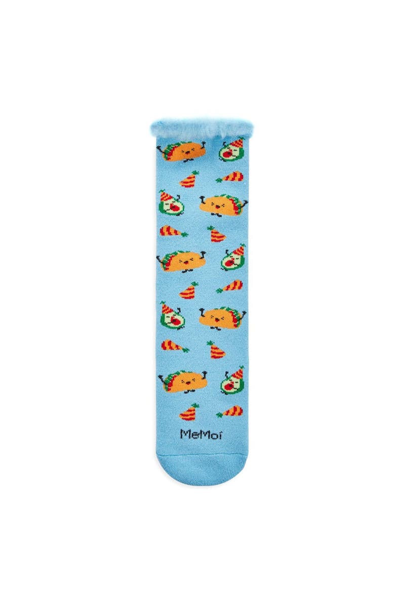 Big Kid's Have a FantasTACO Birthday Greeting Card Crew Socks, Alternate, color, Blue Grotto