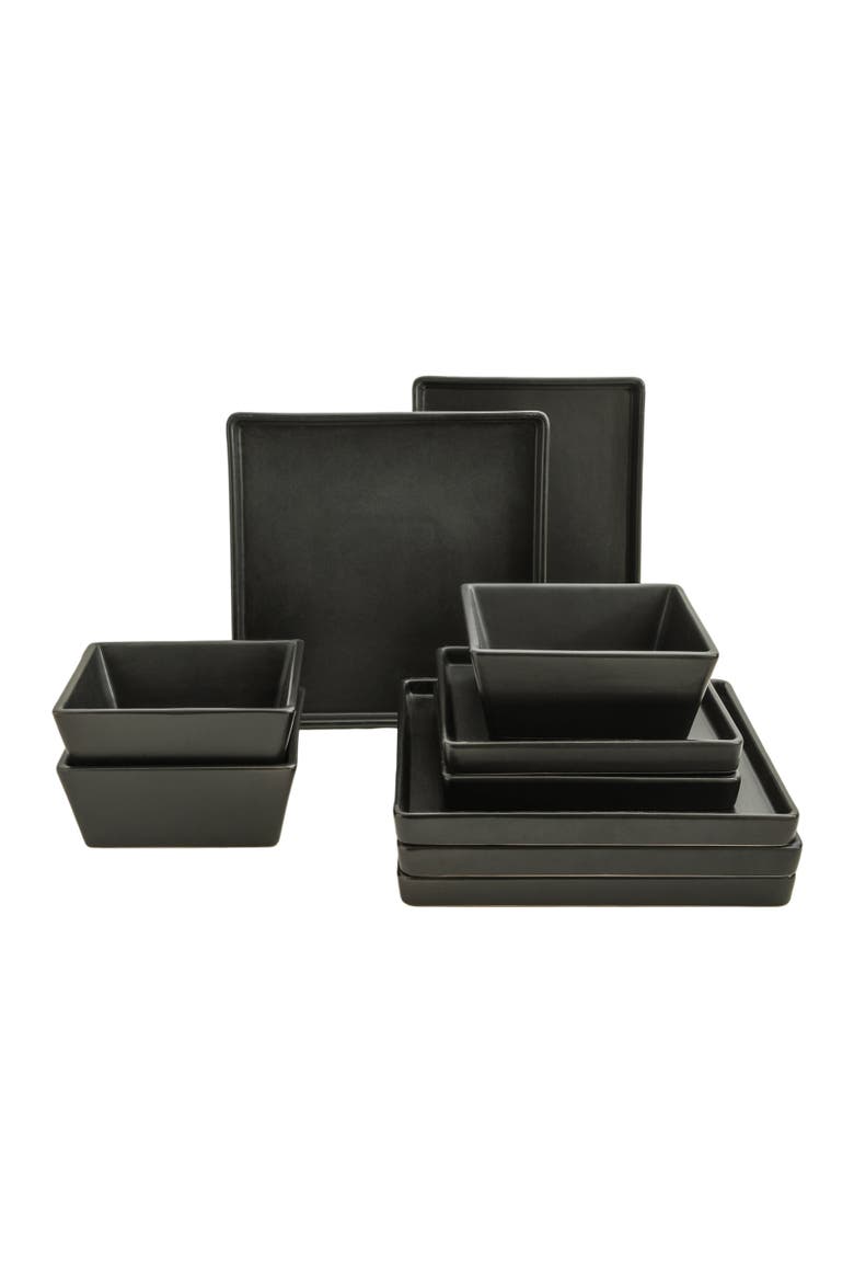 Grace Stoneware 12-Piece Dinnerware Set, Alternate, color, Black Matte