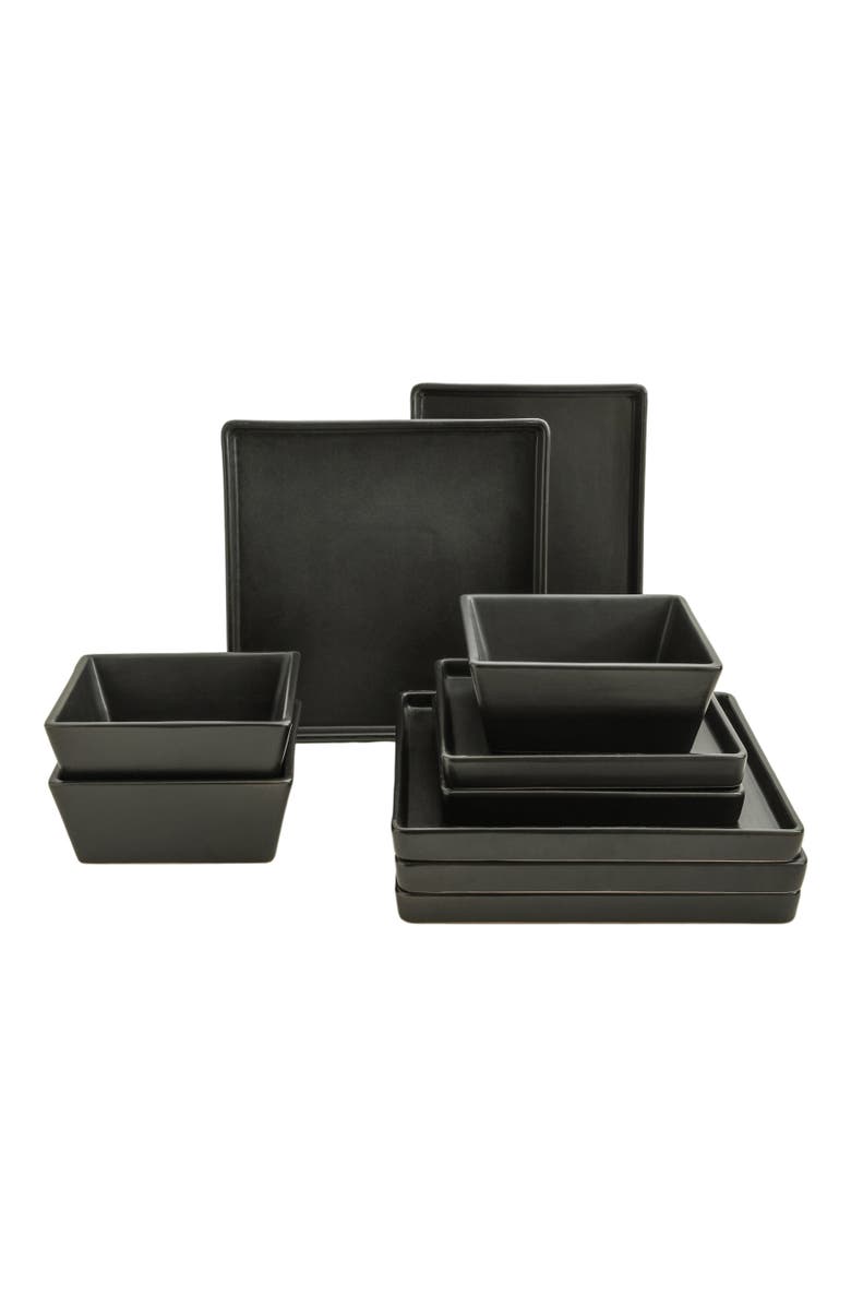 Stone Lain Grace Stoneware 12-Piece Dinnerware Set, Alternate, color, Black Matte