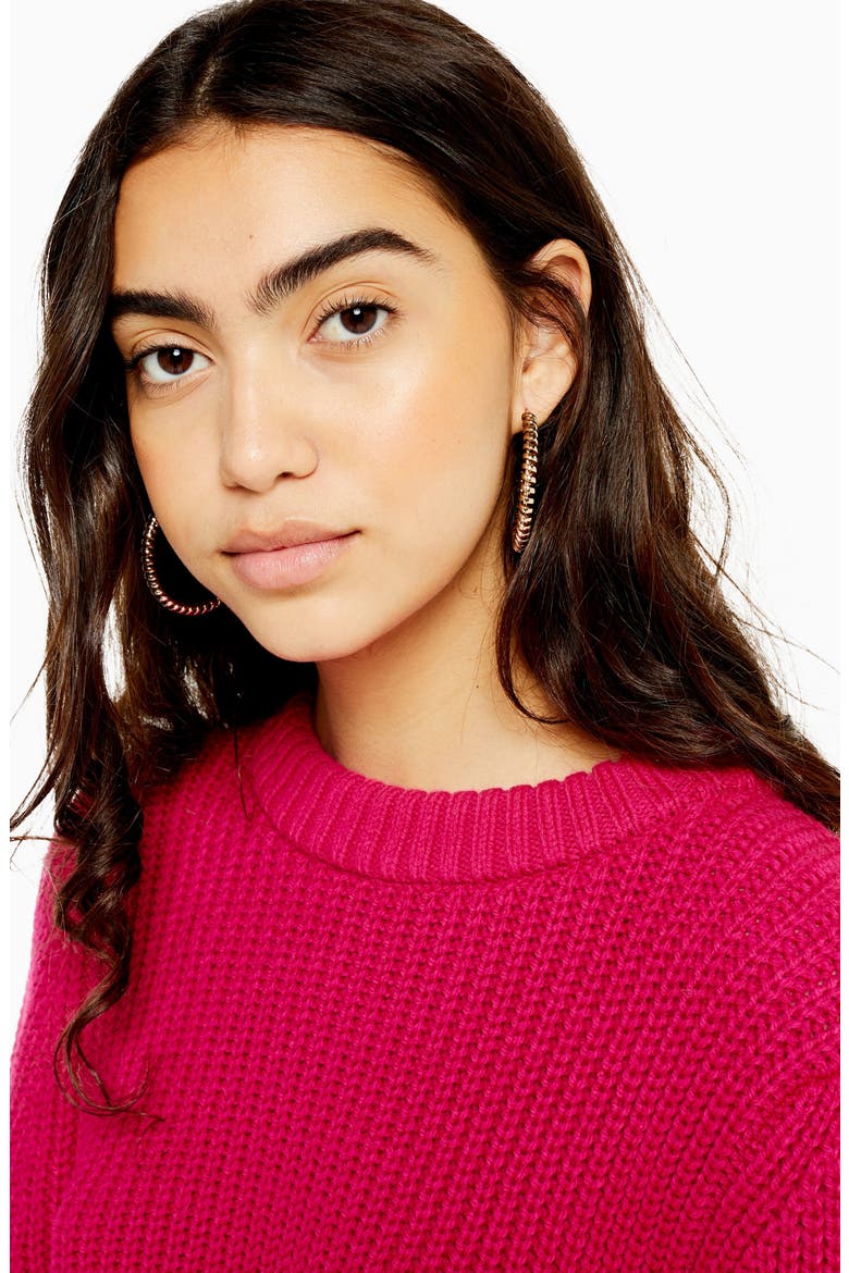 Rib Knit Sweater, Alternate, color, BRIGHT PINK