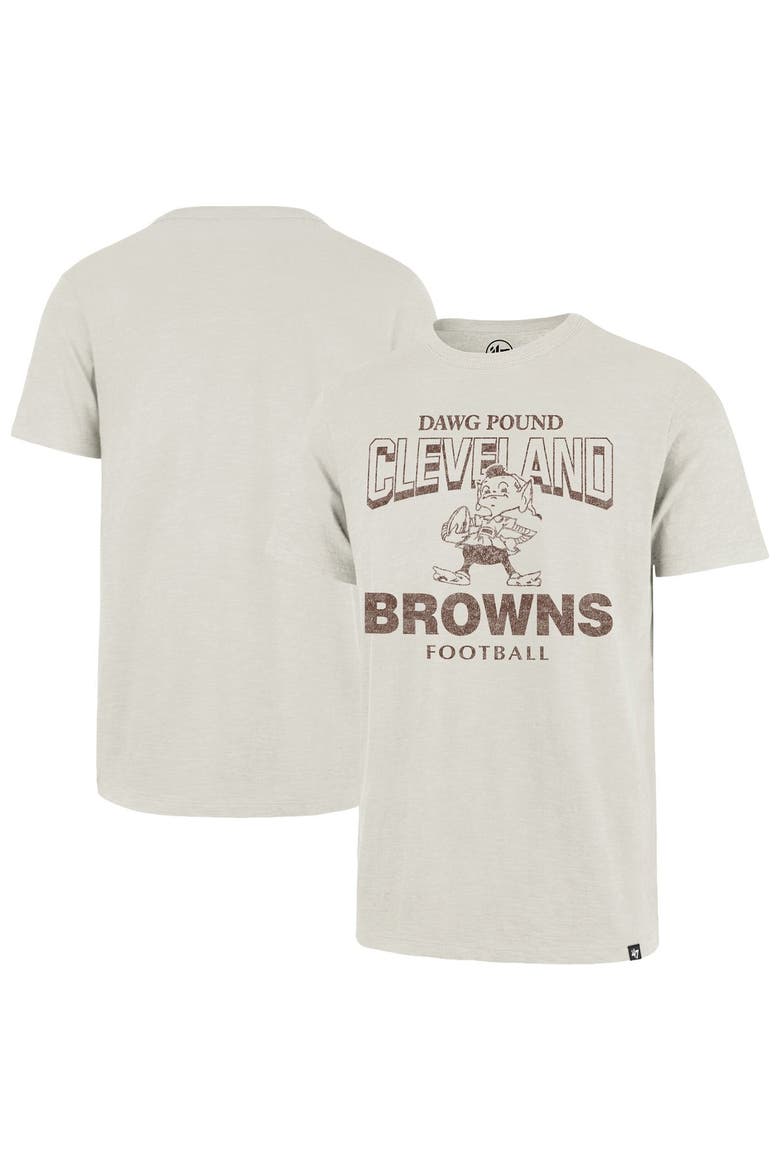 Men's '47  Natural Cleveland Browns Head On Scrum Slub T-Shirt, Main, color, Natural