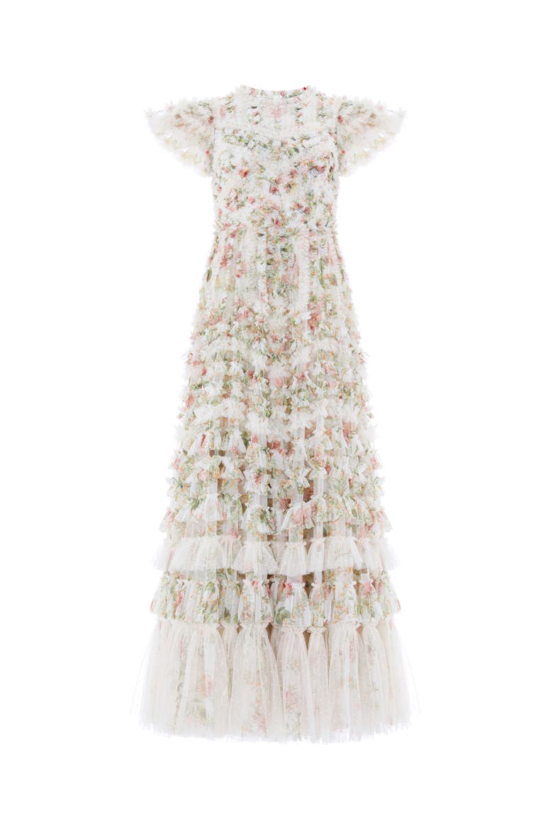 Colette'S La Vie En Rose Round Neck Gown, Alternate, color, Moonshine/Cream