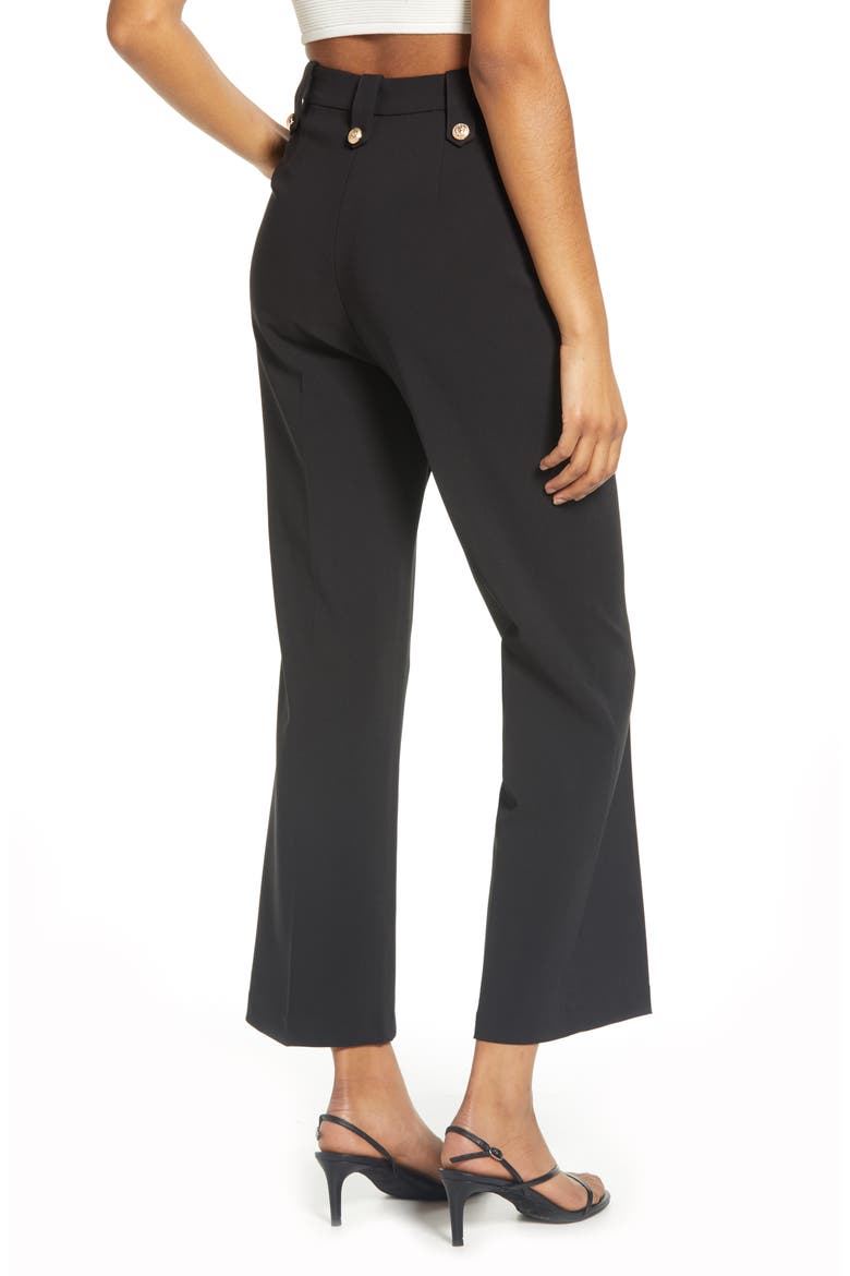Semi Flare Button Pants, Alternate, color, BLACK