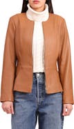 Bagatelle Genuine Leather Zip Front Peplum Jacket
