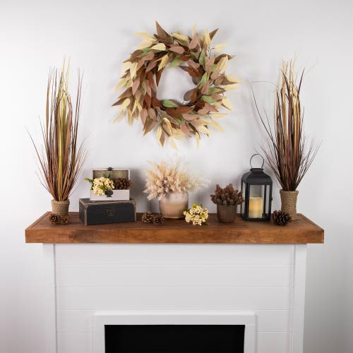 Northlight Autumn Harvest Neutral Fall Foliage Leaf Wreath In Brown