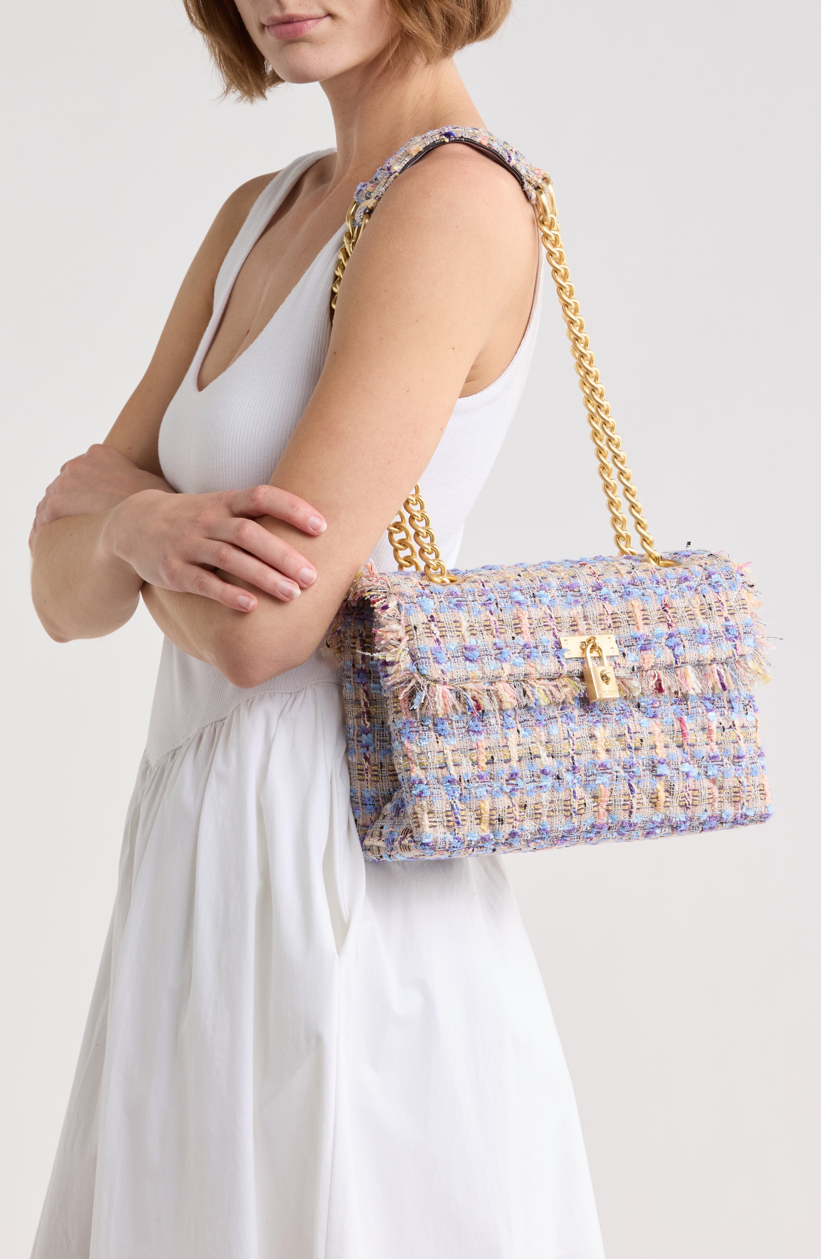Kurt Geiger London Brixton Tweed Convertible Shoulder Bag, Alternate, color, 