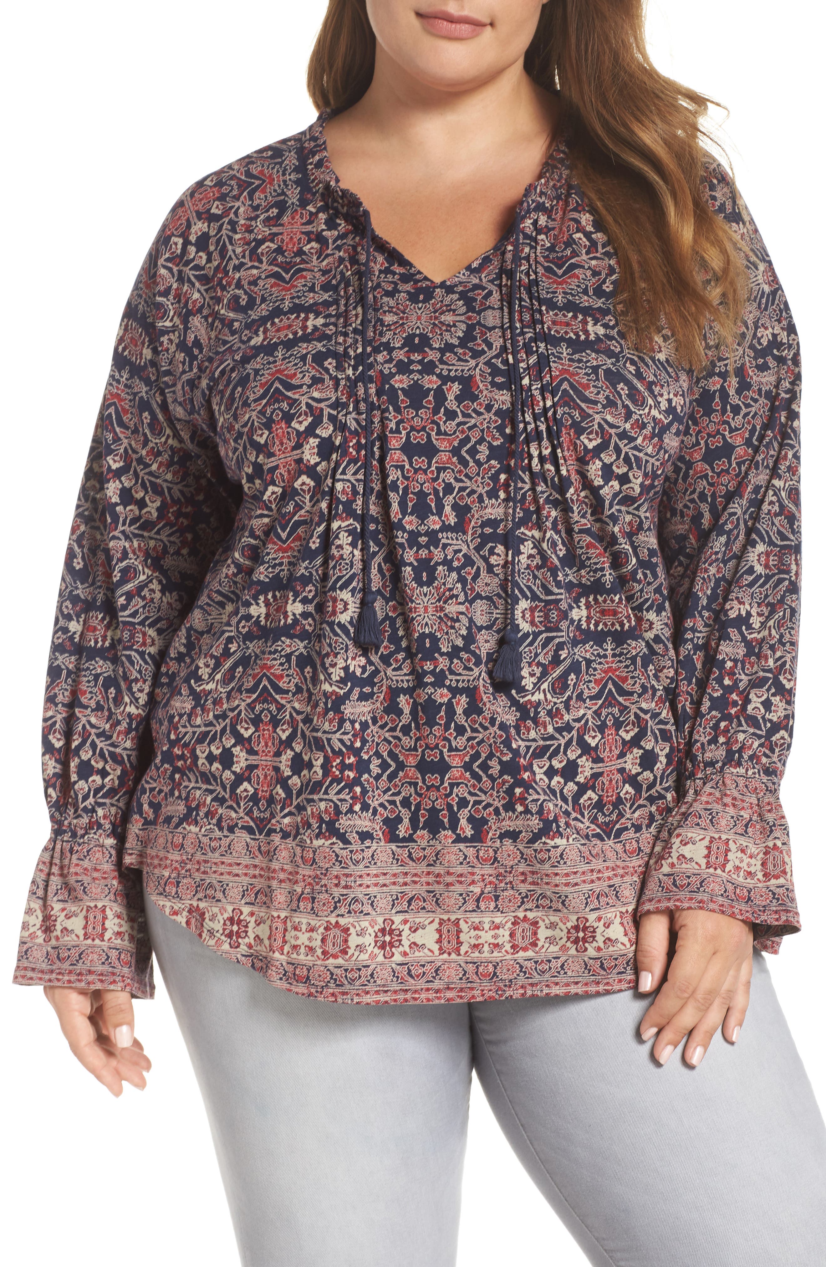 Lucky Brand Floral Border Blouse (Women) | Nordstrom