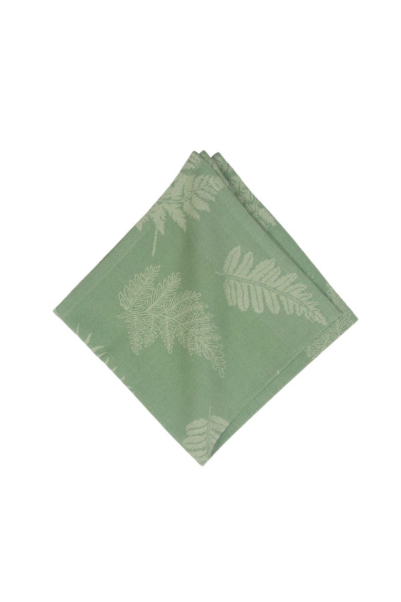Green Botanical Jacquard 100% Cotton Handwoven Set of 6 Cloth Napkins, Alternate, color, Green