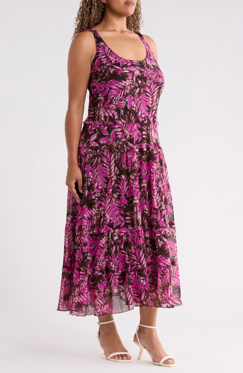 Jones New York Print Sleeveless Tiered Maxi Dress, Alternate, color, Bright Orchid Multi