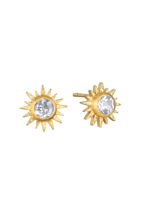 Light Seeker White Topaz Starburst Stud Earrings