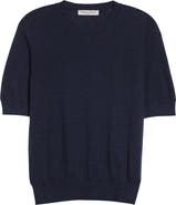 Johnstons of Elgin Honor Short Sleeve Cashmere Crewneck Sweater