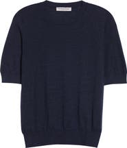 Johnstons of Elgin Honor Short Sleeve Cashmere Crewneck Sweater