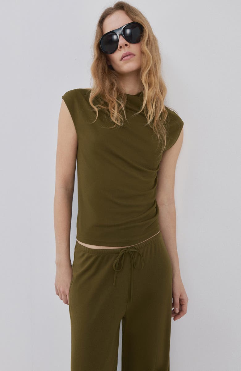 MANGO Straight Leg Knit Pants, Alternate, color, Khaki