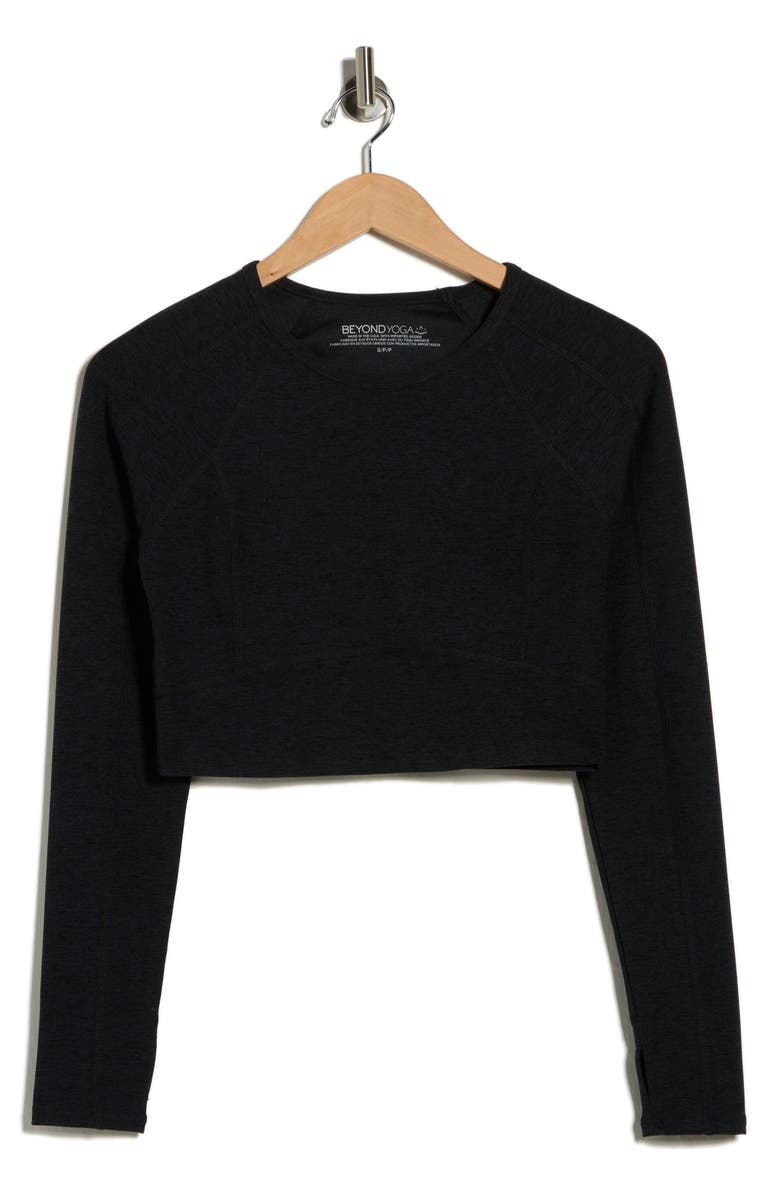 Beyond Yoga Space Dye Vitality Long Sleeve Crop Top, Main, color, Darkest Night