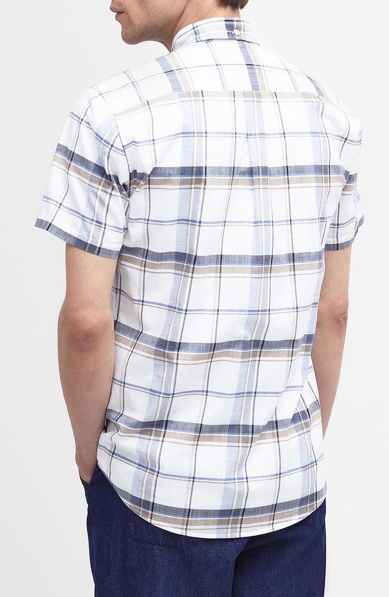 Barbour Dudley Plaid Short Sleeve Cotton Button-Up Shirt, Alternate, color, Navy