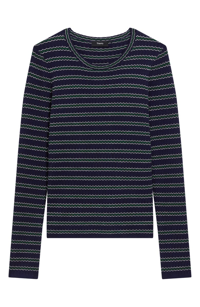 Theory Stripe Merino Wool Sweater, Alternate, color, Deep Navy Multi