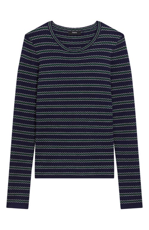 Theory Stripe Merino Wool Sweater In Burgundy