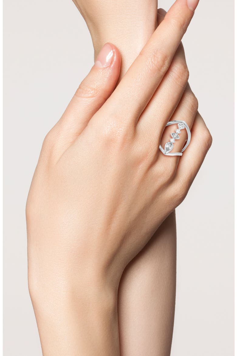 Cubic Zirconia Open Statement Ring, Alternate, color, SILVER