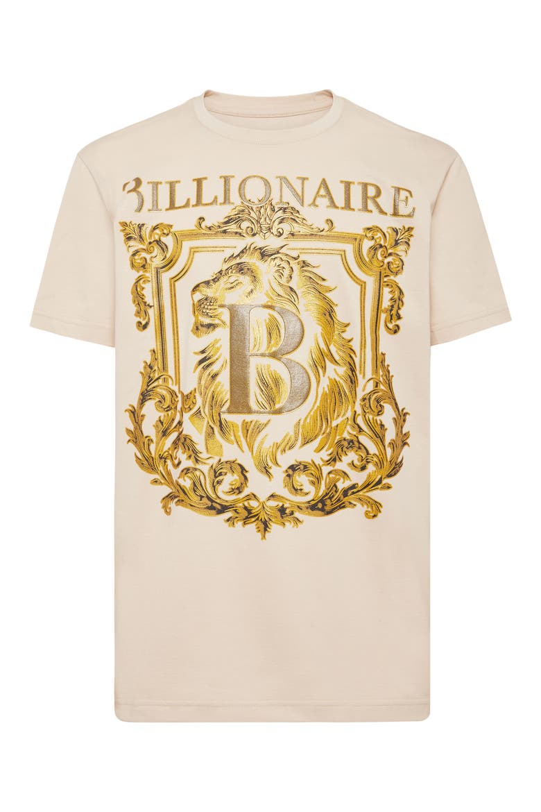 T-Shirt Round Neck Ss Lion B Frame Men, Main, color, beige