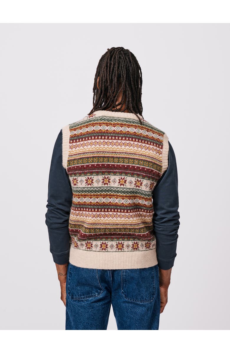 Aubin Fair Isle Slipover Wool Vest, Alternate, color, Ecru/Red Mix