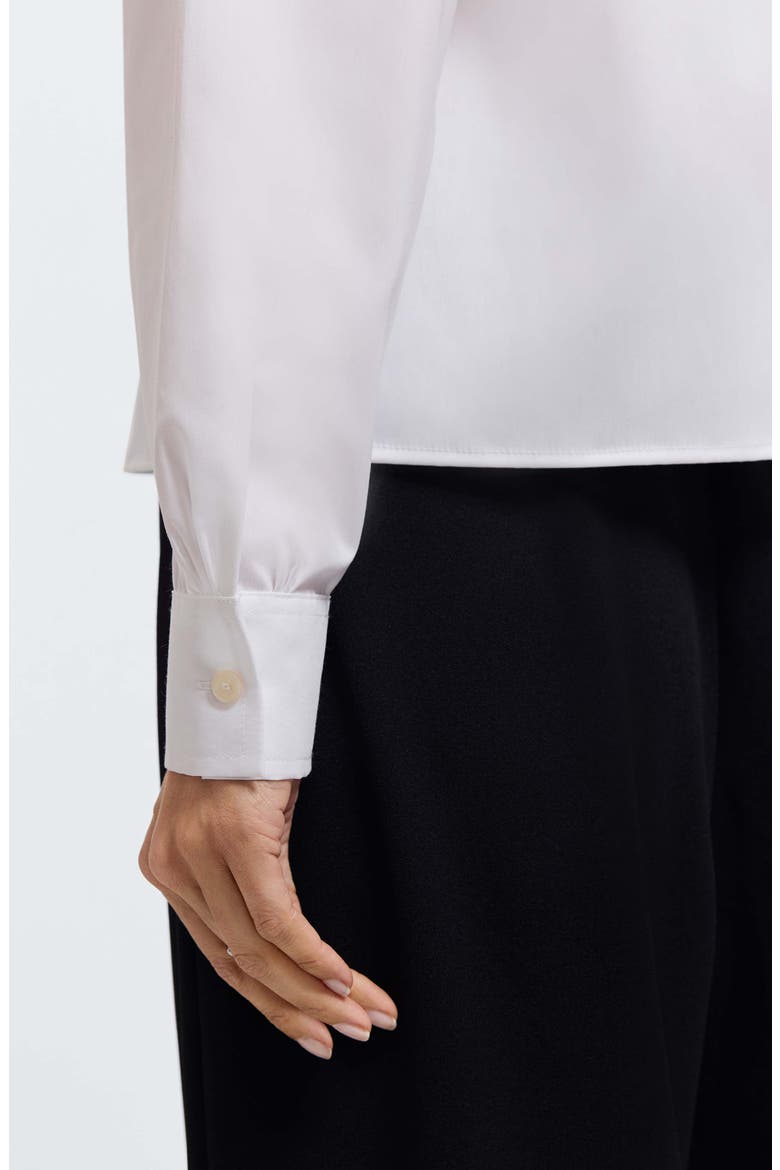 Marina Faux Pearl Embellished Button-Up Shirt, Alternate, color, WHITE