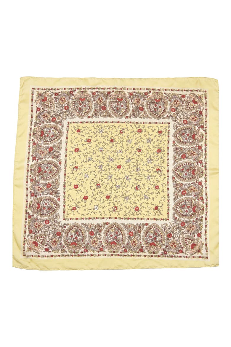 Floral Satin Scarf, Main, color, YELLOW