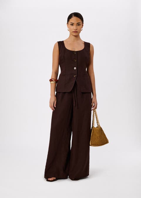Wide Leg Linen Trouser