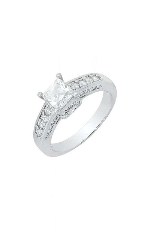 Hmy Jewelry 18k White Gold Plated Simulated Diamond Ring In Silver