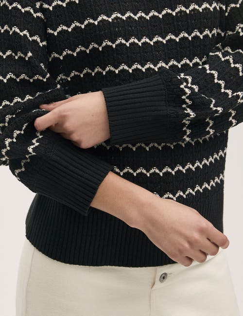 Finery London Sansa Long Sleeve Crochet Jumper In Black