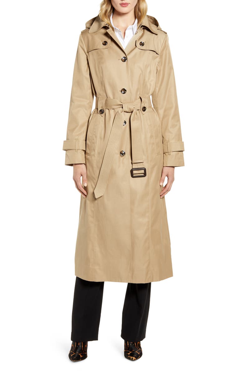 London Fog Long Hooded Trench Coat, Main, color, 