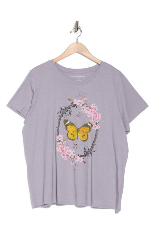 LUCKY BRAND LUCKY BRAND BUTTERFLY STUDS GRAPHIC T-SHIRT 