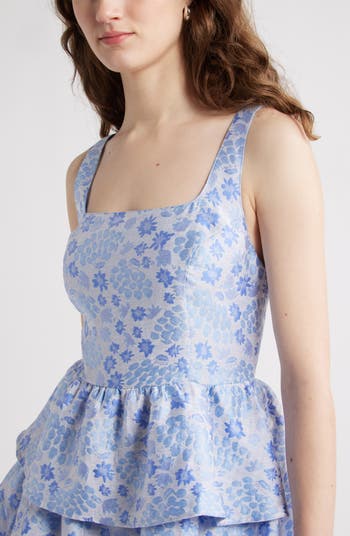 Floral Brocade Tiered Minidress