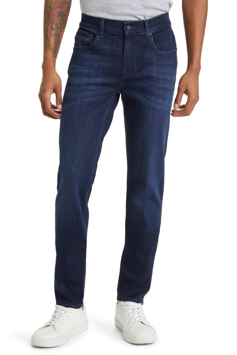 Luxe Performance Plus Slimmy Taper Jeans, Main, color, DEEP BLUE