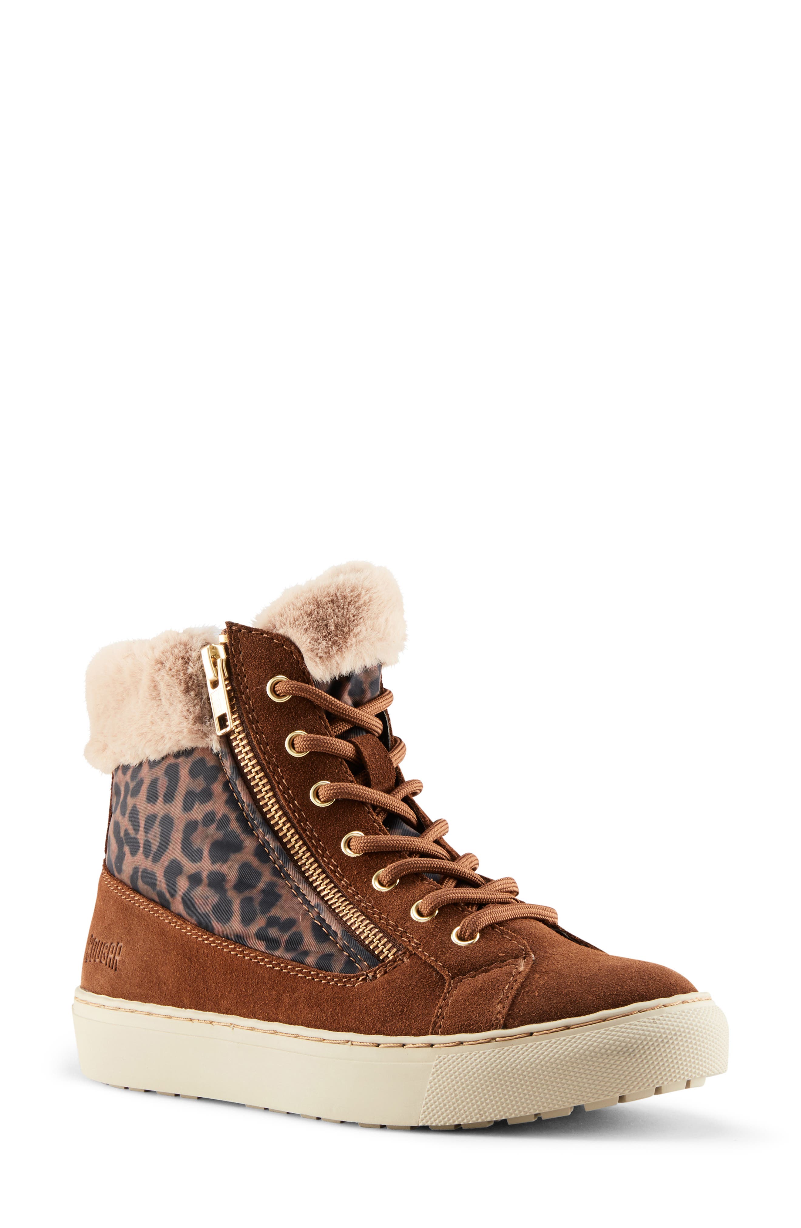 Cougar Dublin High Top Sneaker with Faux Fur Cuff, Main, color, 