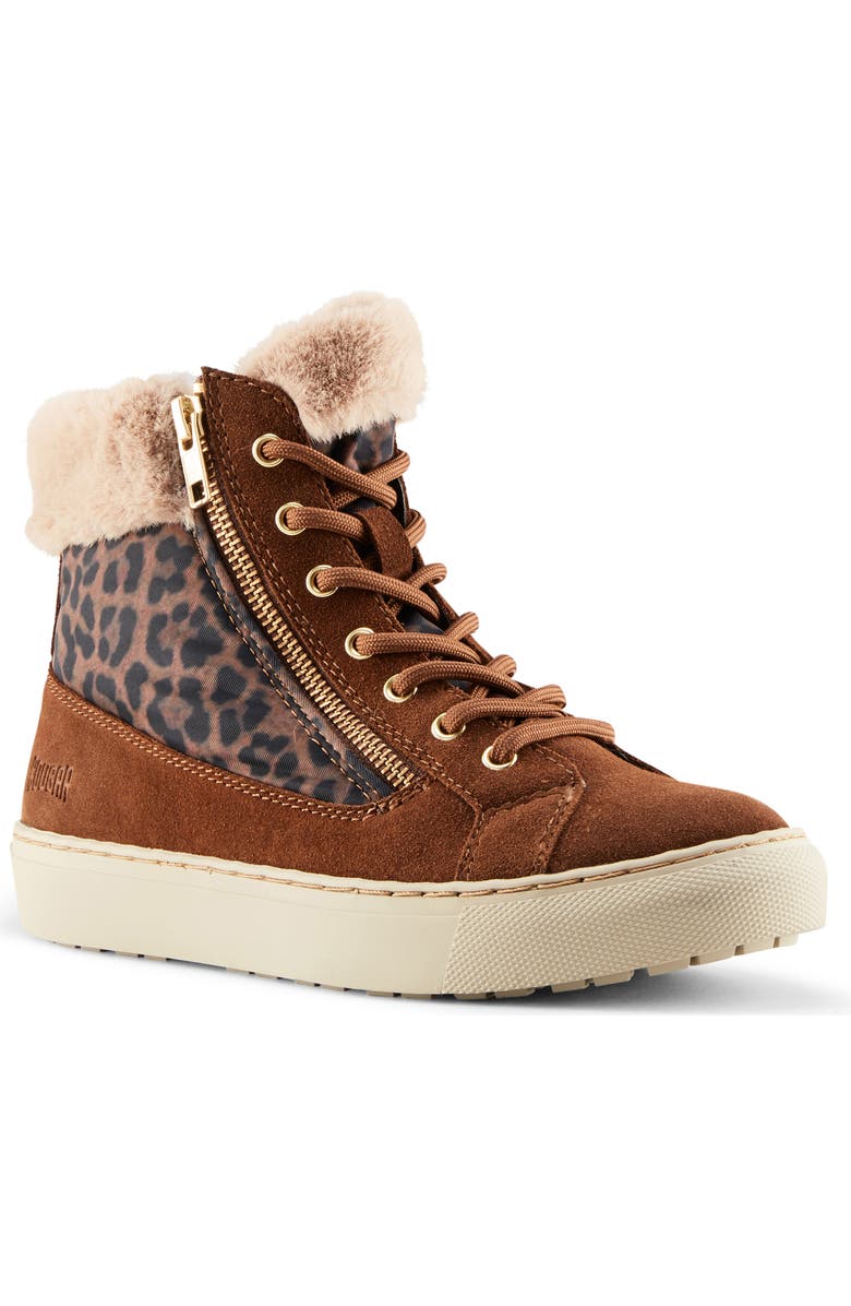 Cougar Dublin High Top Sneaker with Faux Fur Cuff, Main, color,