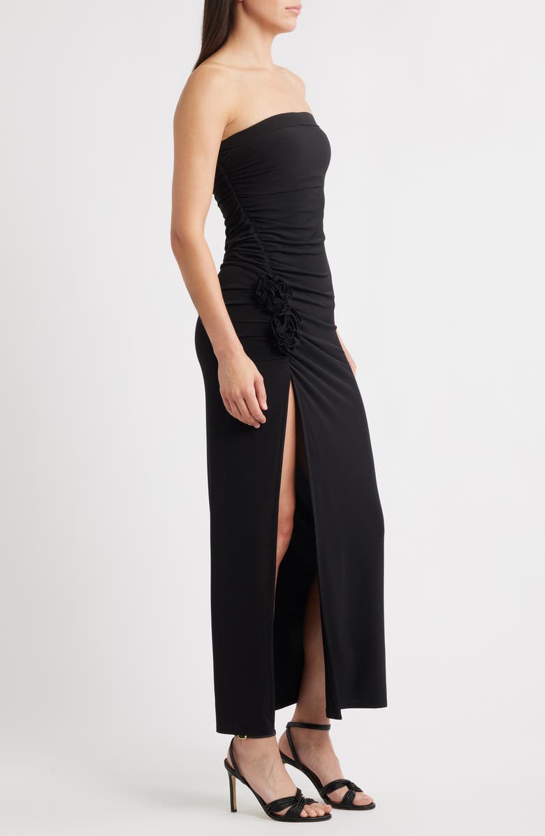 MANGO Sage Strapless Ruched Column Dress, Alternate, color, Black