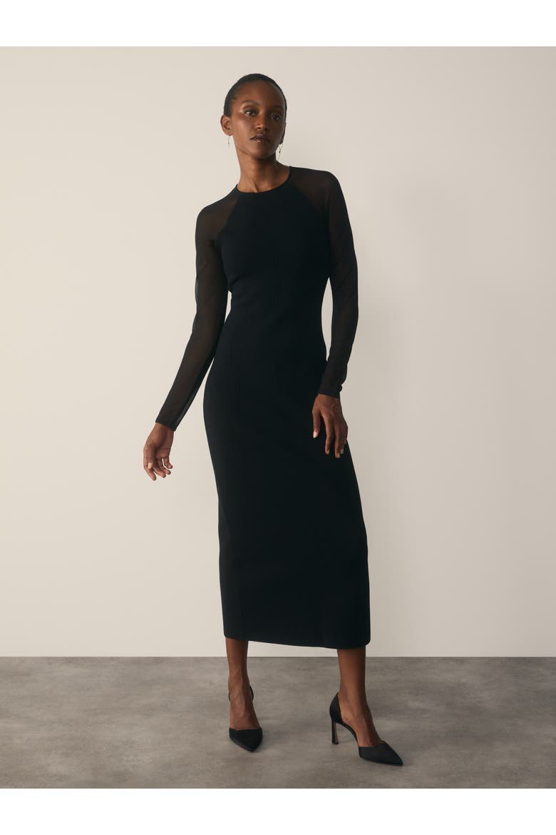 Sculpted Stretch Knit Midi Dress, Main, color, Black