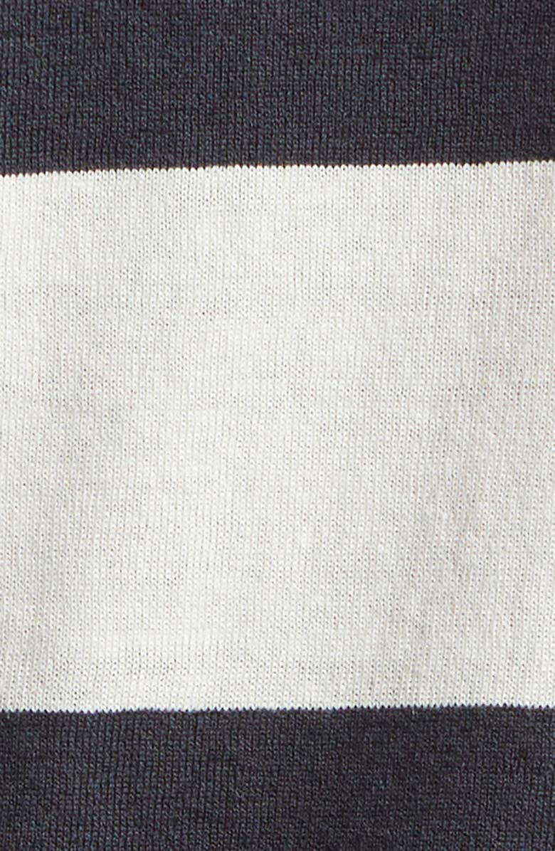 Drake's Stripe Linen & Cotton T-Shirt, Alternate, color, Ecru Charcoal