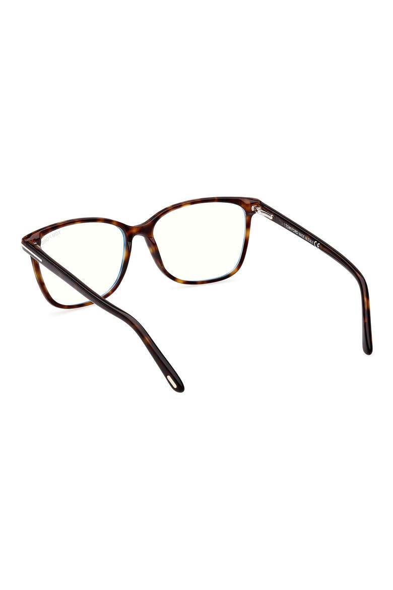 56mm Rectangular Blue Light Blocking Glasses, Alternate, color, DARK HAVANA