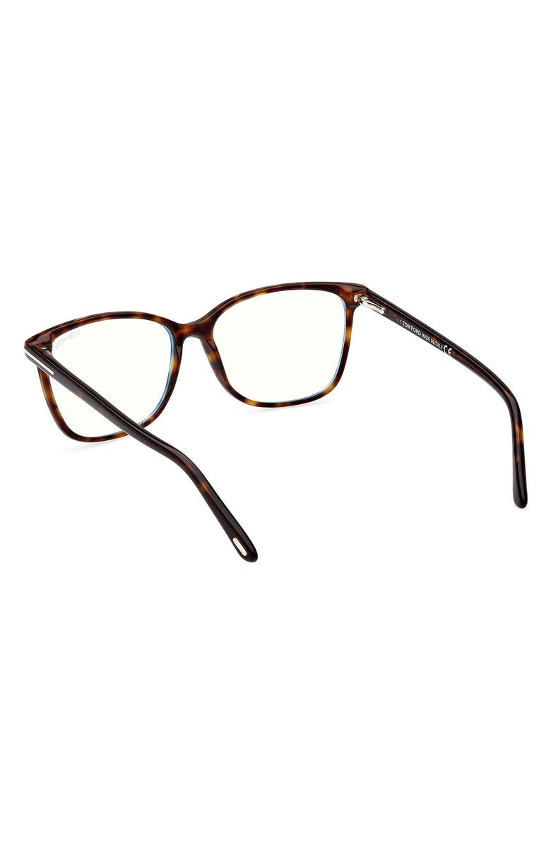 TOM FORD 56mm Rectangular Blue Light Blocking Glasses, Alternate, color, Dark Havana