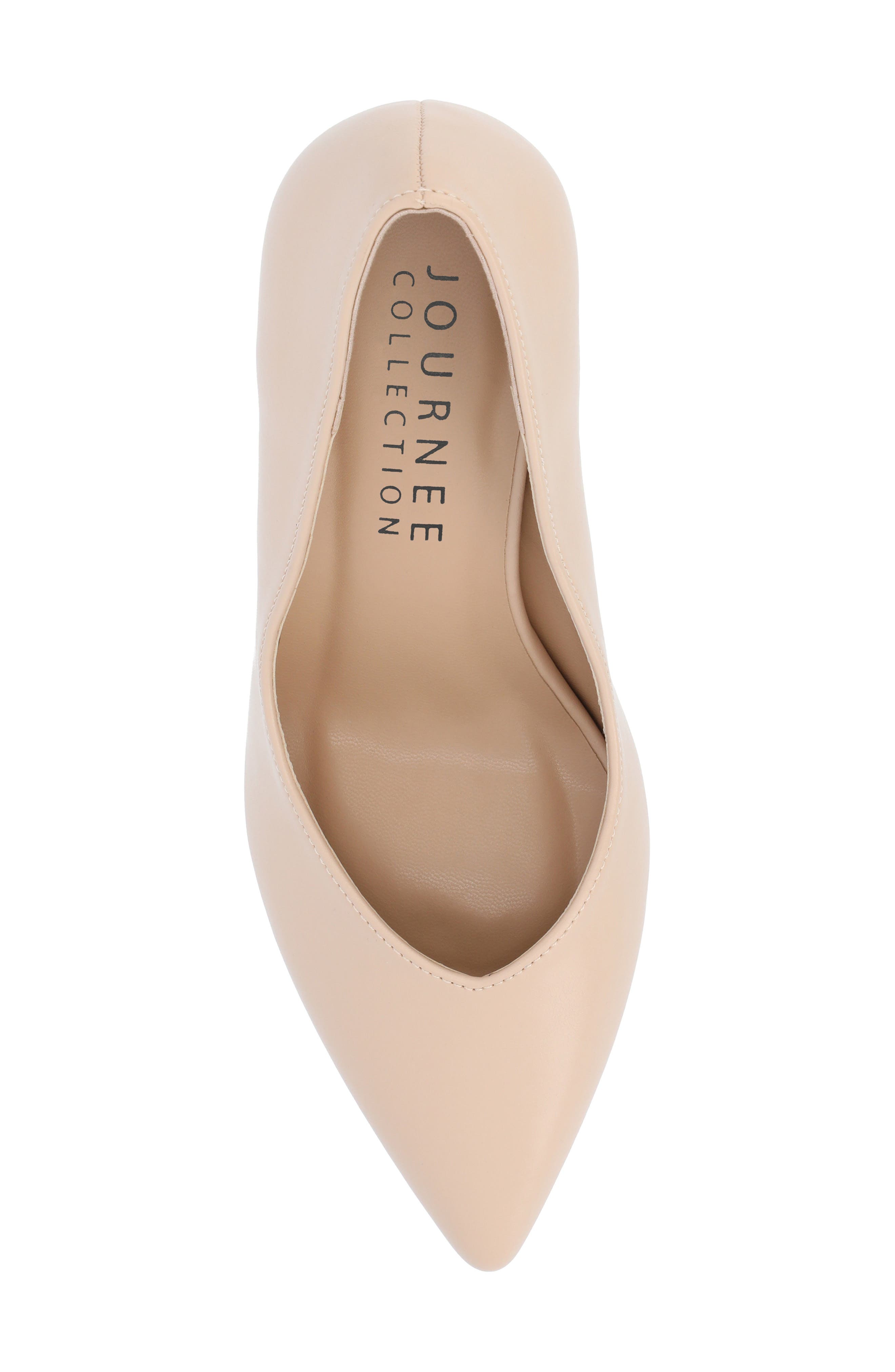 Journee Collection Simonne SuperNatural Shades Block Heel Pointed Toe Pump - Wide Width, Alternate, color, Shell