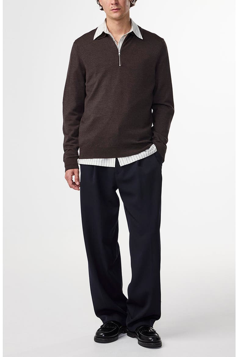 Quarter Zip Wool Polo Sweater, Alternate, color, DEMITASSE
