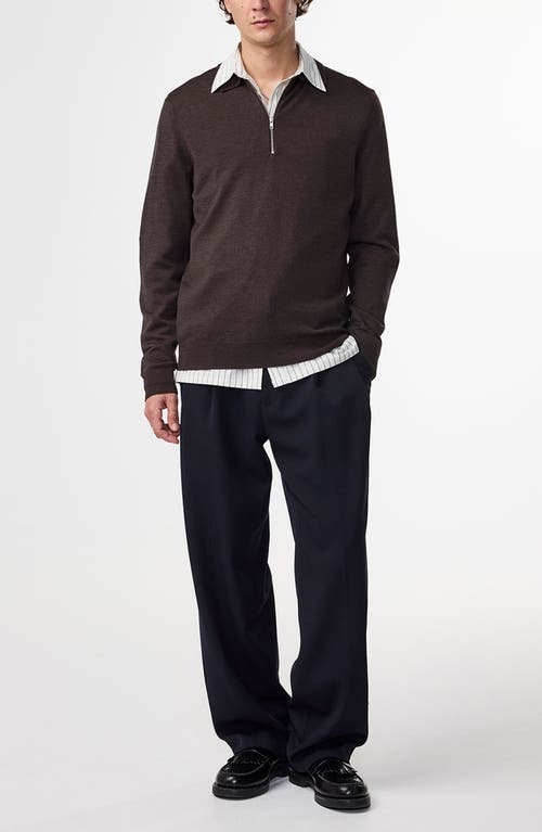 Nn07 Quarter Zip Wool Polo Sweater In Brown