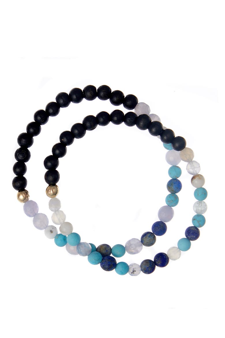 Men's N16 Protection & Inner Strength Set of 2 Healer's Bracelets, Alternate, color, BLACK