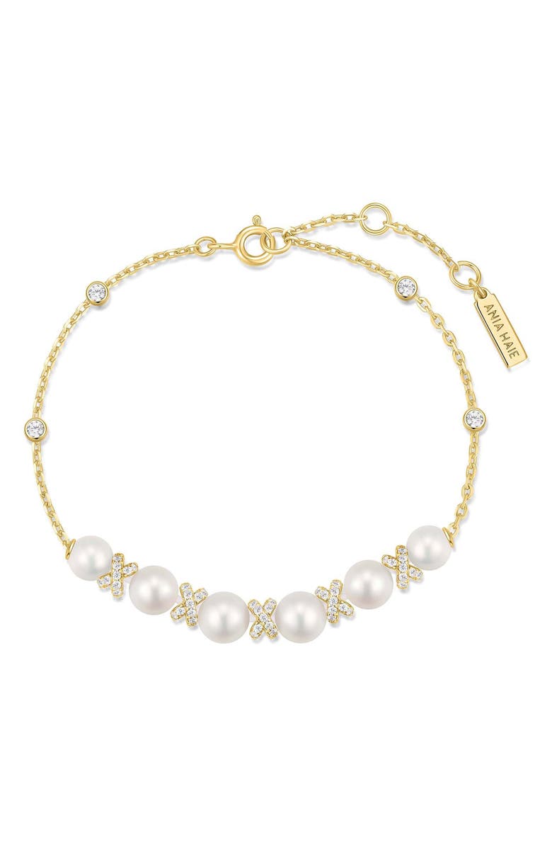 ANIA HAIE Faux Pearl & Pavé Chain Bracelet, Alternate, color,