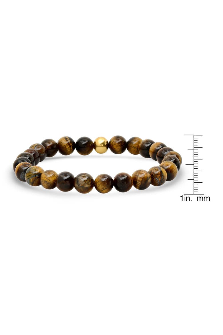 Men's Tiger's Eye Stretch Bracelet, Alternate, color, BROWN/ GOLD