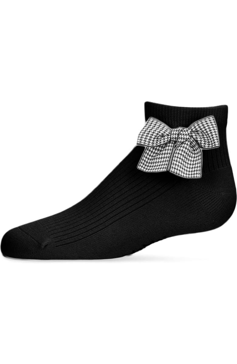 MeMoi Kid's Herringbone Thin Ribbed Anklet, Main, color, Black